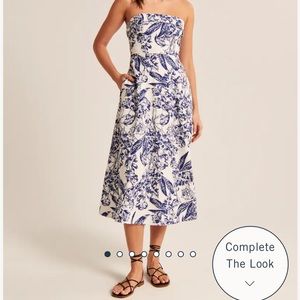 Abercrombie and Fitch Emerson Strapless Poplin Midi Dress NWT